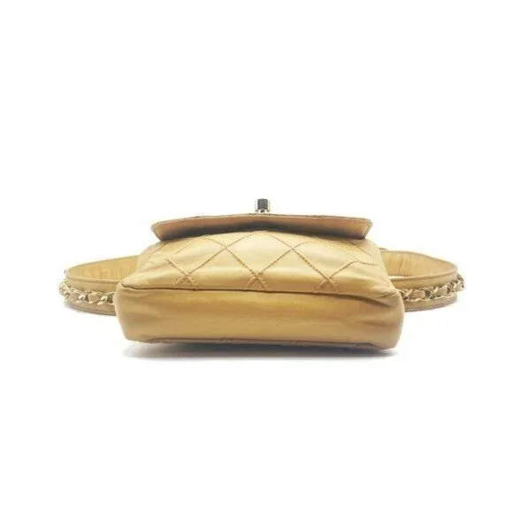 Authentic CHANEL CC Vintage Matelasse Lambskin Waist Pouch Bum Bag Leather Beige - Picture 6 of 16